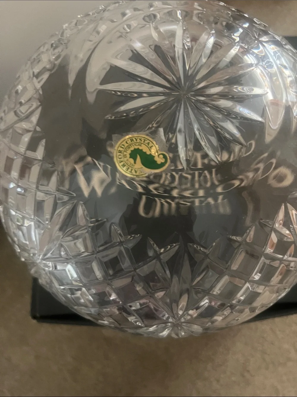 Waterford Crystal Clear Cut Glass Vase with Etched Patterns